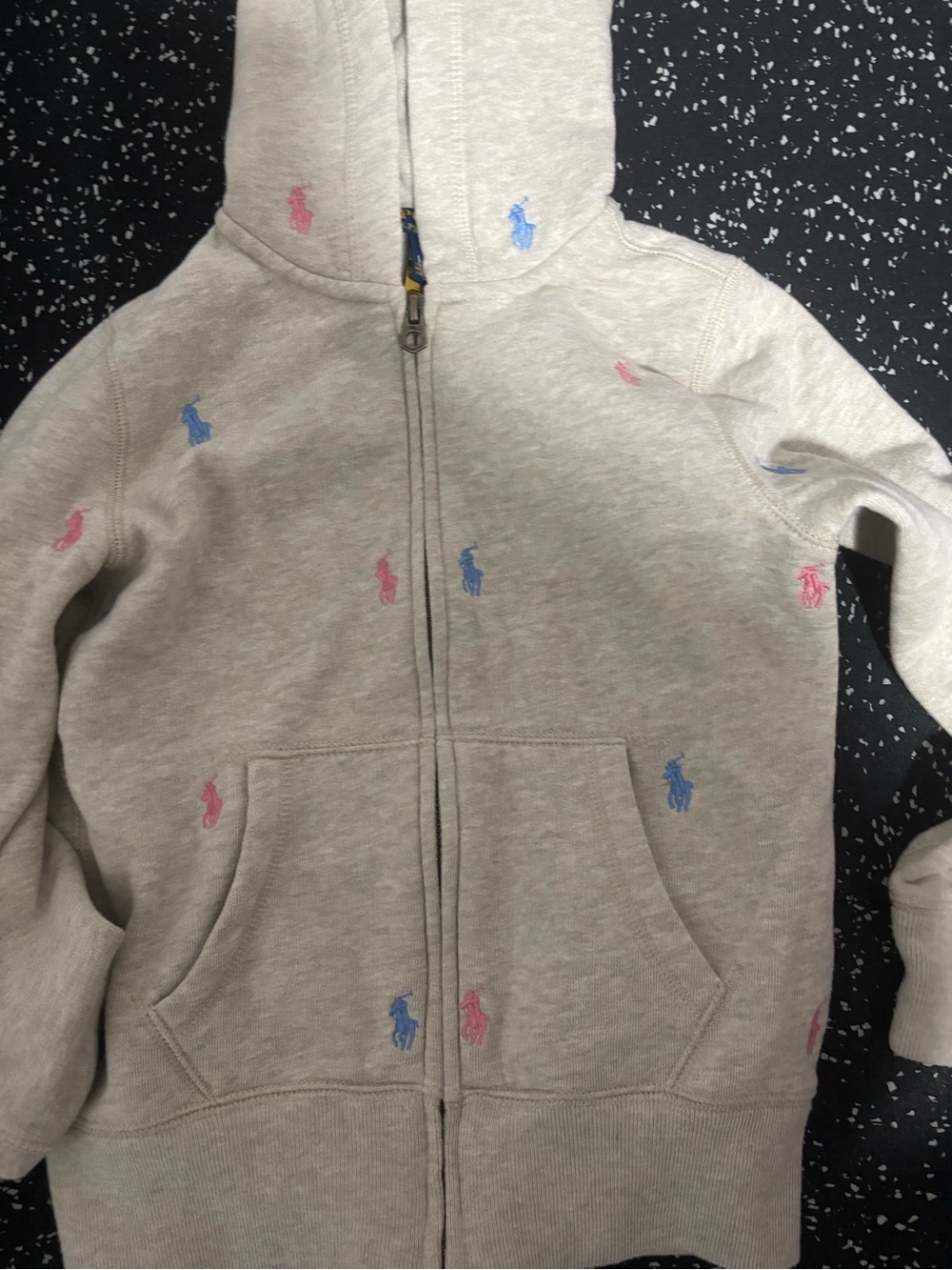 Polo by Ralph Lauren Kids Beige Zip Hoodie with Pink & Blue Embroidered Polo - Picture 2 of 4